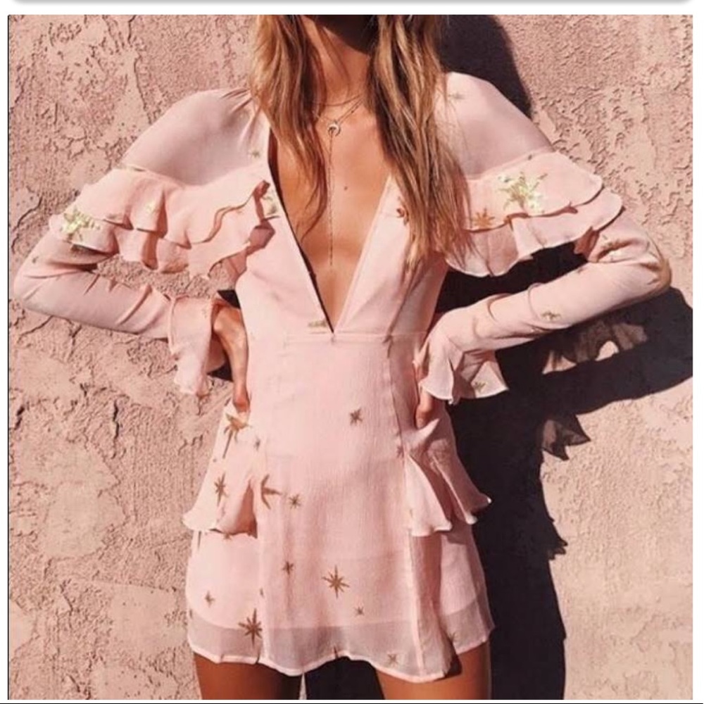 🍋 For Love & Lemons Black Party Ruffle Dress S 🍋